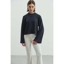 C&city Oversize Basic Kısa Sweatshirt 981 Füme