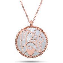 Skygo Gümüş Rose Sedef Taşlı Anne Çocuk Sevgisi Kolye