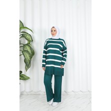 Nisum Moda Çizgili Triko Pantolonlu Takım