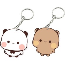 ADA 3D Dudu Bubu Panda Ayıcık Çift Anahtarlık Seti Sevgiliye Özel Hediye Çanta Süsü