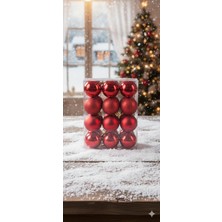 Concept Yılbaşı Süsü Çam Ağacı Topu 12'li Noel Küresi 6 cm Kırmızı