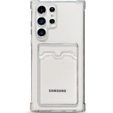 Teknomoda Samsung Galaxy S25 Ultra Kılıf Kartlıklı Anti Şok Korumalı Şeffaf Silikon Füme Koyu Şeffaf