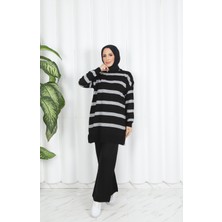 Nisum Moda Çizgili Triko Pantolonlu Takım