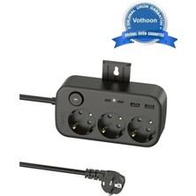 Aykn Akım Korumalı Priz 2 USB + 2 Type-C Girişli 2 Metre Kablosu Anahtarlı ve Duvara Monte Edile