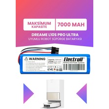 Electroll Dreame L10S Pro Ultra Uyumlu Batarya 7000MAH Pil Robot Süpürge Bataryası (DREL10SPU)