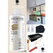 Aquacool Kendiliğinden Vernikli Çelik Ahşap Kapı Beyaz Eşya Mutfak Dolabı Fayans Petek Metal Boya 500 ml Set