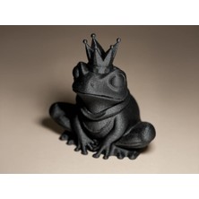 Taçlı Kurbağa Heykel Biblo Dekoratif Obje 12 cm