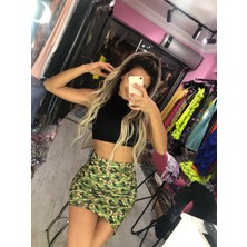 Pink and pink Kamulaj Desen Etekli Siyah Büstiyerli Ikili Takım