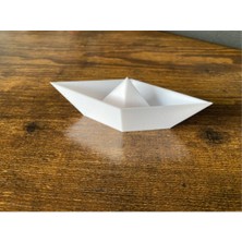 Kağıttan Kayık Şeklinde Biblo Dekoratif Obje 3D Pla Baskı Plastik Beyaz 16 cm