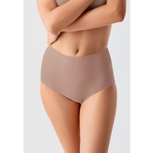 C&city Büyük Beden Kaymaz Yüksek Bel Lazer Külot C19201 Cappucino