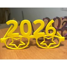 2026 Yeni Yıl Kutlama Gözlük 3D Baskı Pla Plastik Sarı Renk