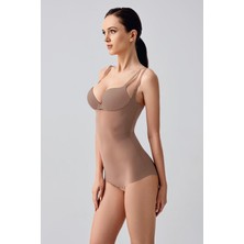 C&city Lazer Kesim Göğsü Açık Slip Korse C19240 Cappucino