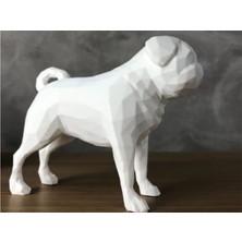 Pug Heykel Biblo Dekoratif Obje 12 cm 3D Baskı Plastik Beyaz