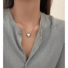 Sphere Jewelry Gümüş Kalp Çelik Kolye