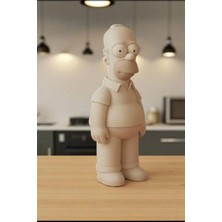 Homer Simpson Dekoratif Obje Heykel Biblo Beyaz 12 cm Yükseklik 3D Baskı Pla Plastik