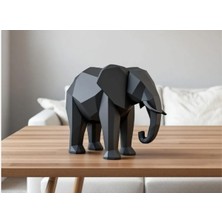 Güçlü Fil Heykel Biblo Dekoratif Obje 3D Baskı Plastik Siyah 15 x 11 cm