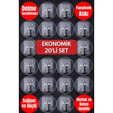 20’li Şeffaf Kendinden Yapışkanlı Duvar Askısı | Matkap Gerektirmez | Güçlü Tutucu