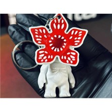 Stranger Things Demogorgon Boyundan Hareketli Beyaz Kırmızı Anahtarlık 6.5 x 5 x 2.2 cm 3D Baskı Pla