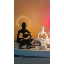 Siyah Beyaz Kitap Okuyan Heykel Biblo Dekoratif Obje 2'li Set 3D Baskı Pla Plastik 9 - 7 cm