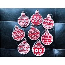 Yılbaşı Ağacı Süs Seti Kırmızı Beyaz 5 cm 8li Set 3D Baskı Pla Plastik