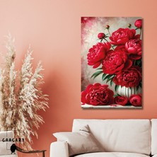 Gaagart Tekli Dikey Kanvas Tablo Koyu Pembe Şakayık Çiçek