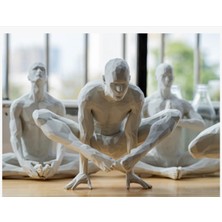 Meditasyon Yapan Keşiş Adam Biblo Soyut Heykel Dekoratif Obje 10 cm 3D  Beyaz Plastik -6 Model-
