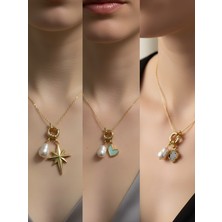 NKT Collection Siyah Yonca Kutup Yıldızı Kupa As İncili Kolye