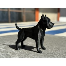 Pitbull Heykel Biblo Dekoratif Obje 12 cm 3D Baskı Plastik Siyah