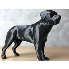 Rottweiler Rot Köpek Biblo Heykel Dekoratif Obje 12 cm 3D Baskı Plastik Siyah