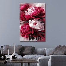 Gaagart Tekli Dikey Kanvas Tablo Koyu ve Açık Pembe Şakayıklar