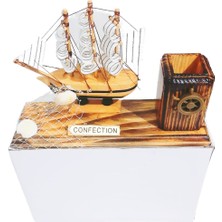 Mka Ahşab-Yelkenli-Gemi,+Kalemlik-Dekoratif-Hediyelik-Gemi..