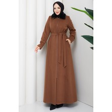 Günay Karaca Büyük Beden Kışlık Kaşe Kadın Pardesü Taba 2606