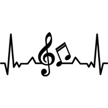 Kalp Atışı Sol Anahtarı Müzik Nota Sticker Otomobil, Laptop, Kask, Ayna 17X7 cm