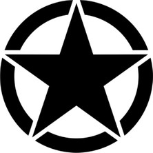 Army Star, Askeri Yıldız Off Road Oto Sticker Araba Sticker Siyah 20 x 20 cm