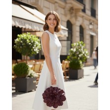 Gustello Bordo Kumaş Gümüş Metal Saplı Gül Çiçek Çanta El Çantası Aksesuar Abiye Günlük Şık Kadın Çantası