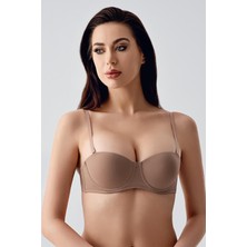 C&city Push-Up Dolgulu Straplez Sütyen C17055 Capucino