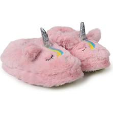 Peluche Pembe Kız Çocuk Ev Ayakkabısı Unıcorn