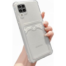 Teknomoda Samsung Galaxy A12 Kılıf Kartlıklı Anti Şok Korumalı Şeffaf Silikon Şeffaf Açık