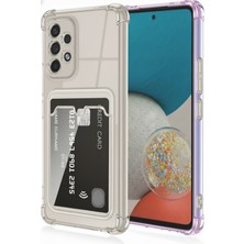 Teknomoda Samsung Galaxy A52 Kılıf Kartlıklı Anti Şok Korumalı Şeffaf Silikon Füme Koyu Şeffaf