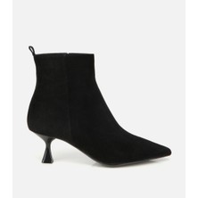 Hotiç 01BOH318450A100 KADIN Süet Deri Siyah Topuk Detaylı Bilekte Kısa Topuklu Bot