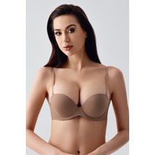 C&city Double Push-Up Dolgulu Straplez Sütyen C17040 Capucino