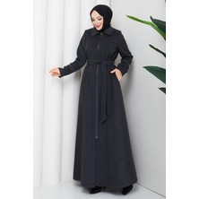 Günay Karaca Büyük Beden Kışlık Kaşe Kadın Pardesü Gri 2606