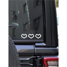 Kalp Desenli Araba Sticker Oto Sticker Beyaz Renk 5 x 6 cm Her Yüzeye Uygun Kullanım