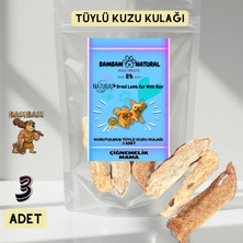 Bambam Natural Tüylü Kuzu Kulak - 3 Adet - %100 Doğal Kurutulmuş Köpek Çiğneme Ödül Maması