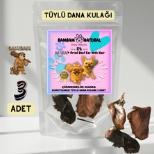 Bambam Natural Tüylü Dana Kulak - 3 Adet - %100 Doğal Kurutulmuş Köpek Çiğneme Ödül Maması