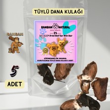 Bambam Natural Tüylü Dana Kulak - 5 Adet - %100 Doğal Kurutulmuş Köpek Çiğneme Ödül Maması