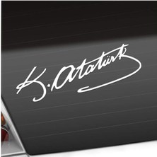 Mug Shop. Beyaz 20 cm Kemal Atatürk Imza Araba Oto Araç Sticker Etiket Folyo Motosiklet Cam