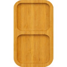 PudraLuna Bambu 2 Bölmeli Çerezlik, Sunumluk, Kahvaltılık, Sosluk, Sunum Tabağı