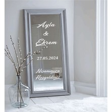 Düğün Nişan Ayna Yazısı 40CM Kişiye Özel Beyaz Folyo Sticker