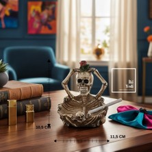 İki Yedi Konsept Iskelet Figürlü Dekoratif Küllük, Sıradışı Masaüstü Obje ve Hediyelik Aksesuar Eğlenceli Dekorasyon